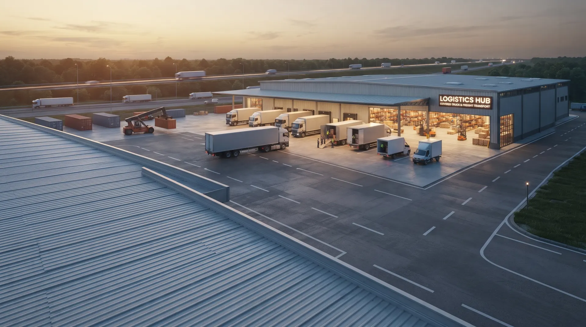 Covered Truck & Freight Logistics Transport